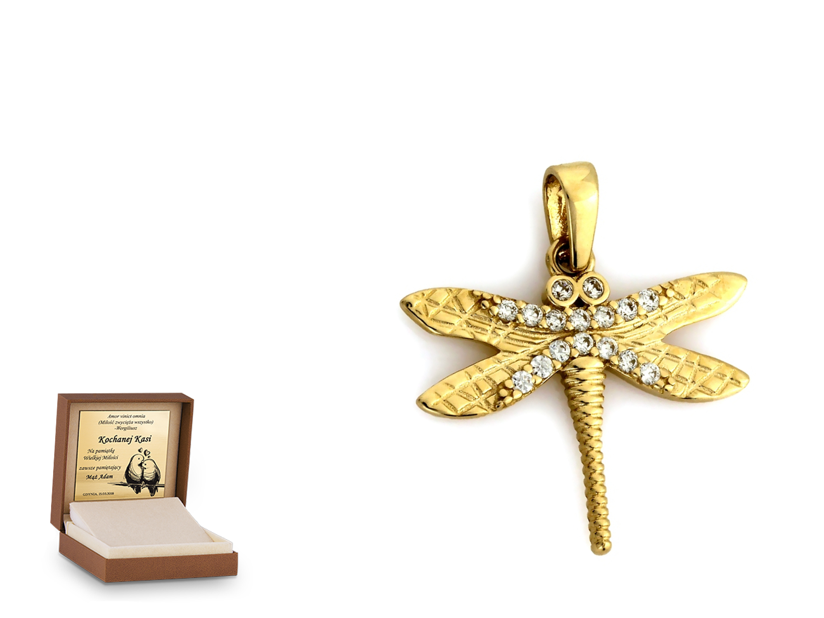 Złota zawieszka 585 symbol prezent grawer