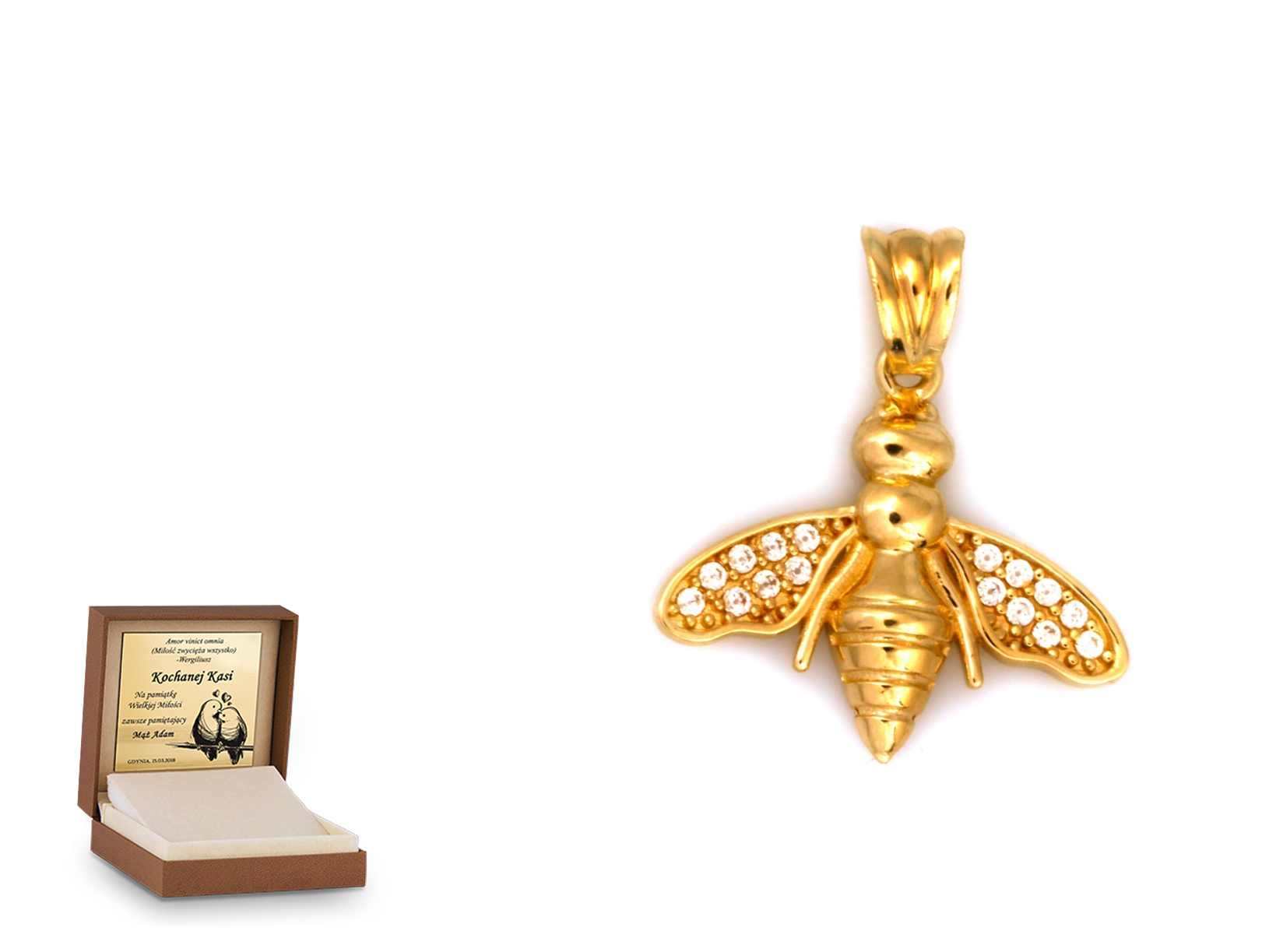 Złota zawieszka 585 symbol prezent grawer