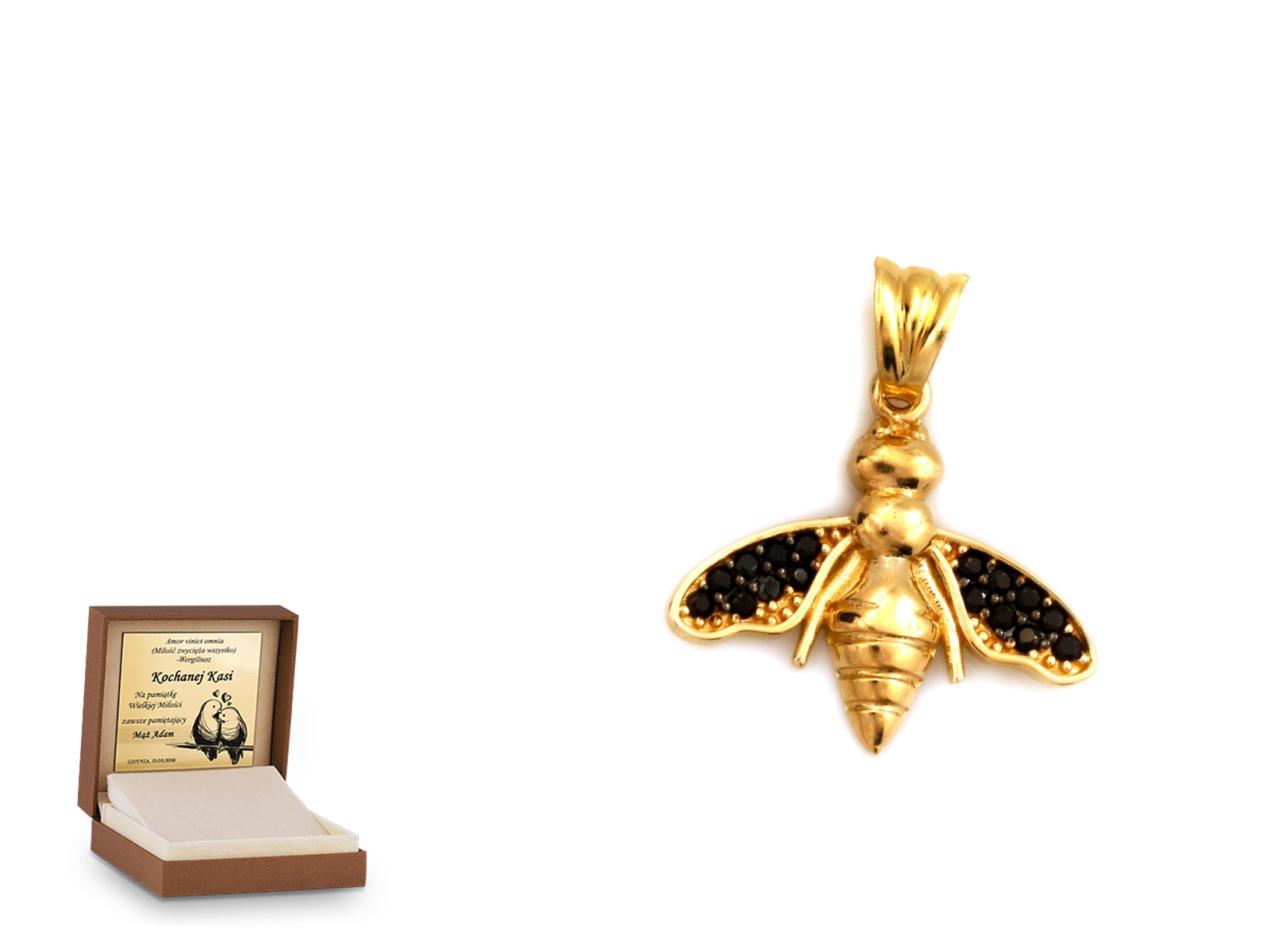 Złota zawieszka 585 symbol prezent grawer