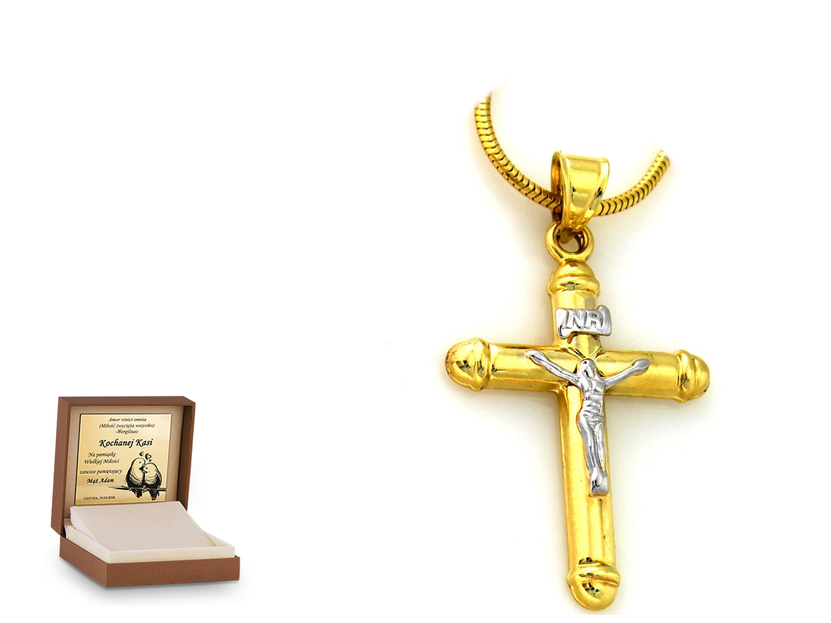 Złota zawieszka 585 krzyżyk krzyżyk prezent