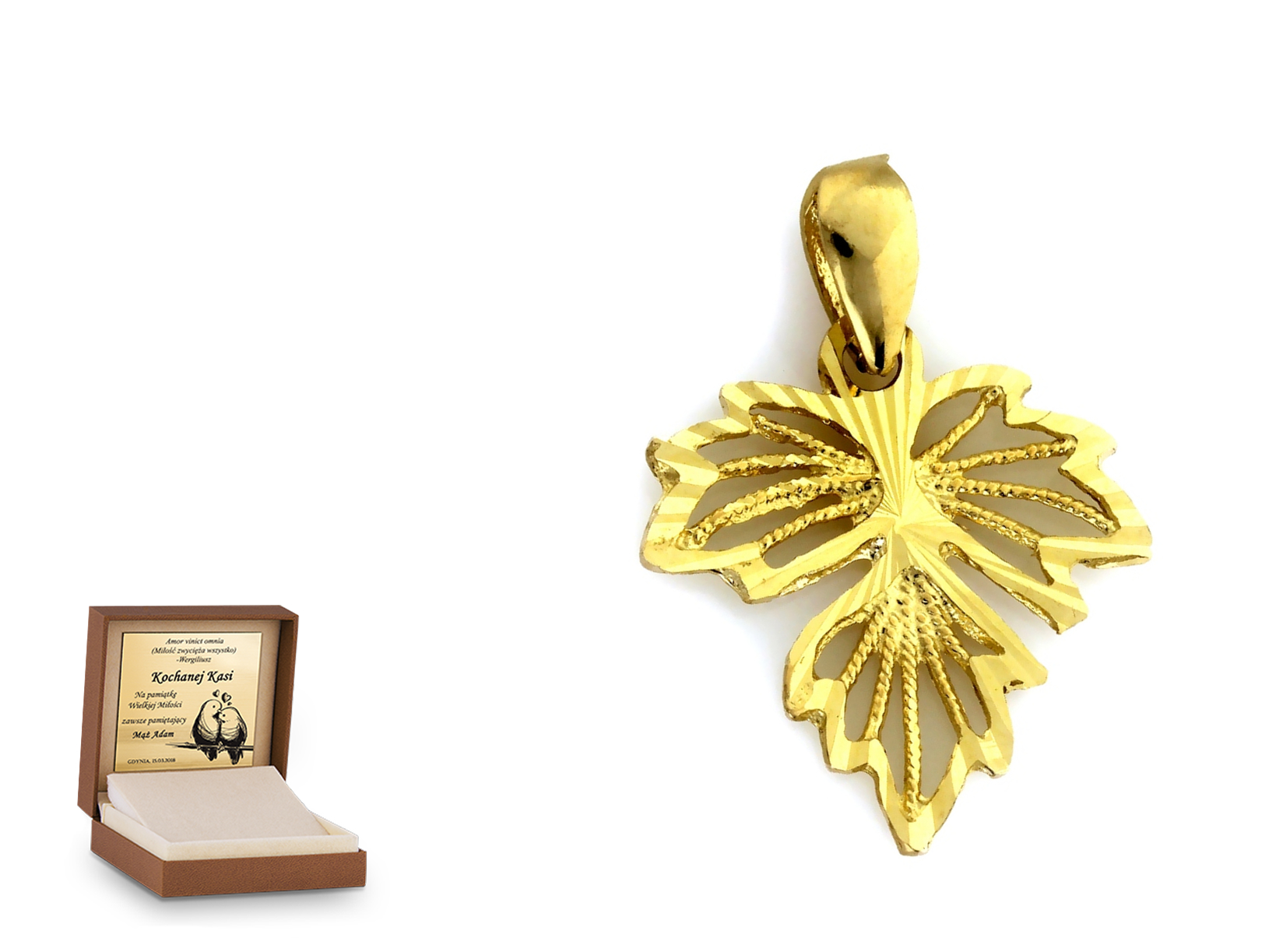 Zota zawieszka 585 symbol prezent grawer