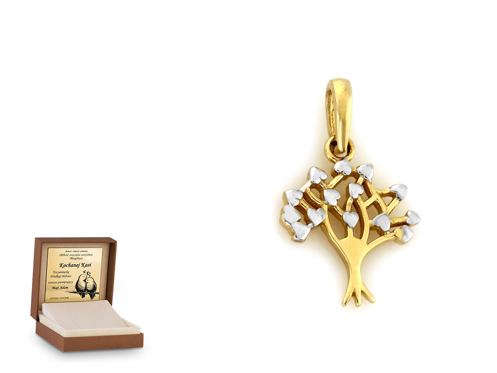 Złota zawieszka 585 symbol prezent grawer