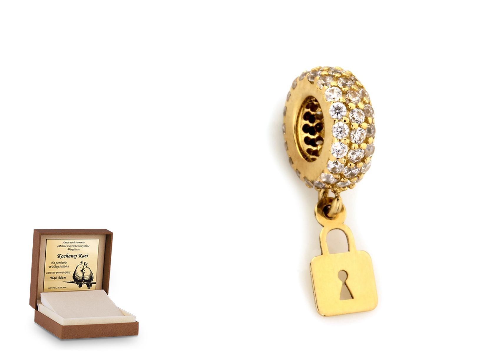 Złota zawieszka 585 charms charms prezent grawer