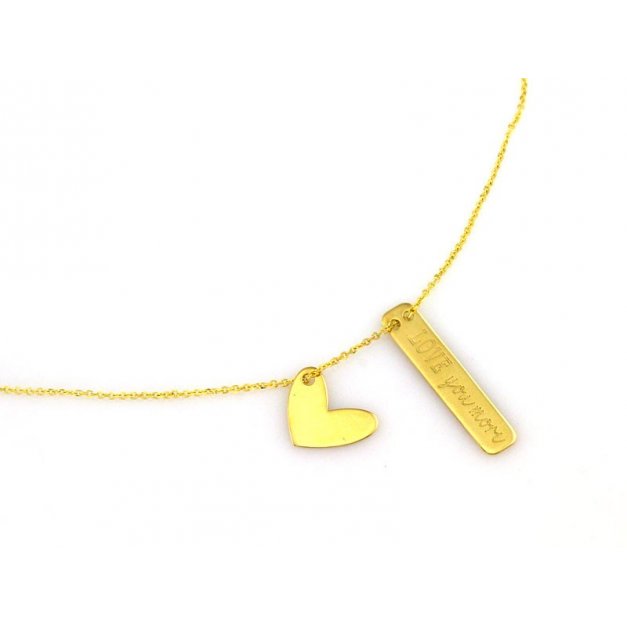 Złoty naszyjnik 585 miłość serce prezent grawer