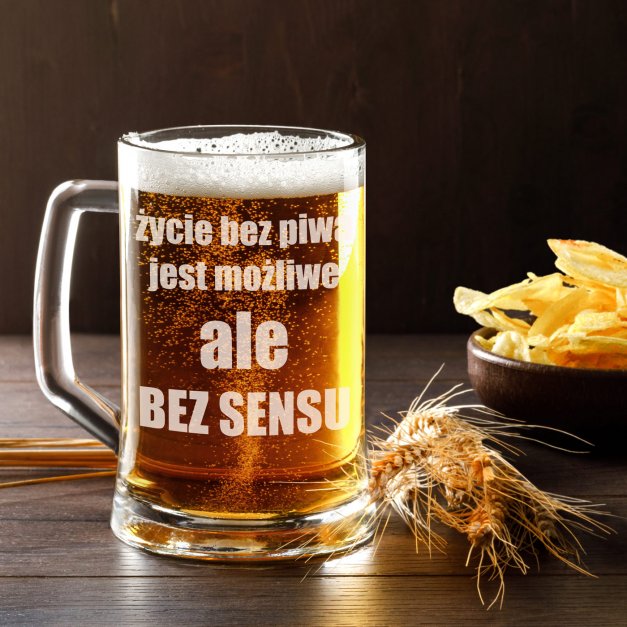 Kufel szklany do piwa z grawerem dla piwosza