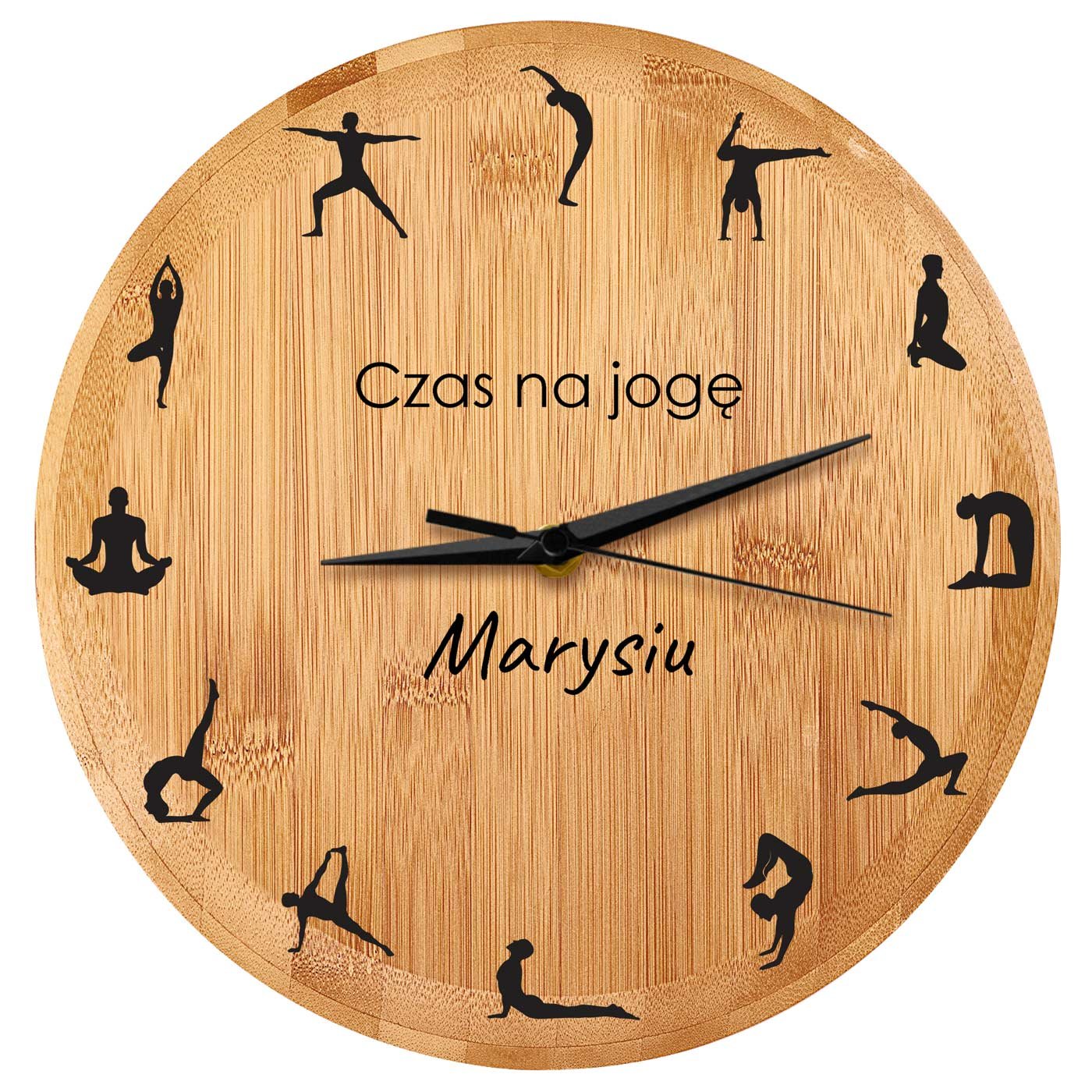 Zegar cienny bambusowy z nadrukiem dla joginki