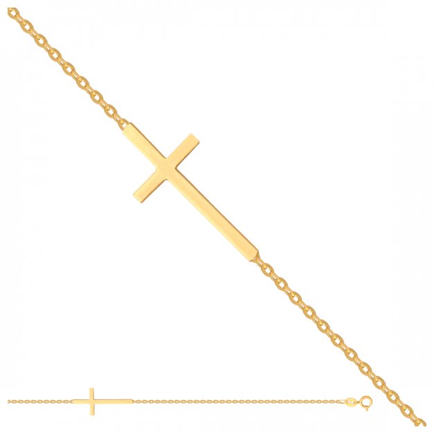 Złota bransoletka 585 łańcuszkowa krzyżyk prezent