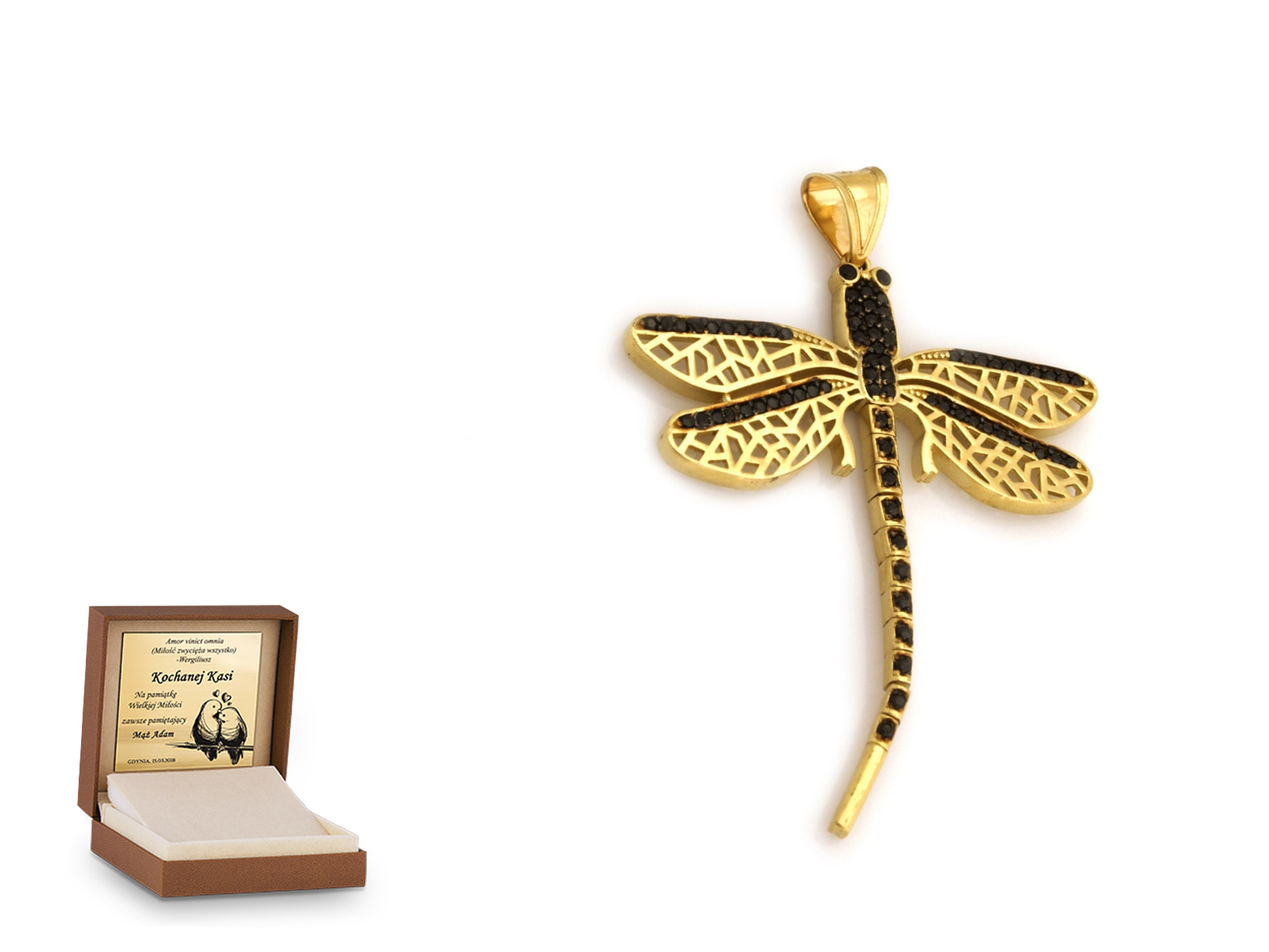 Złota zawieszka 585 symbol prezent grawer