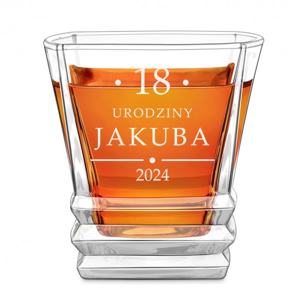 Szklanka do whisky geometric z grawerem dla niego na 18 urodziny