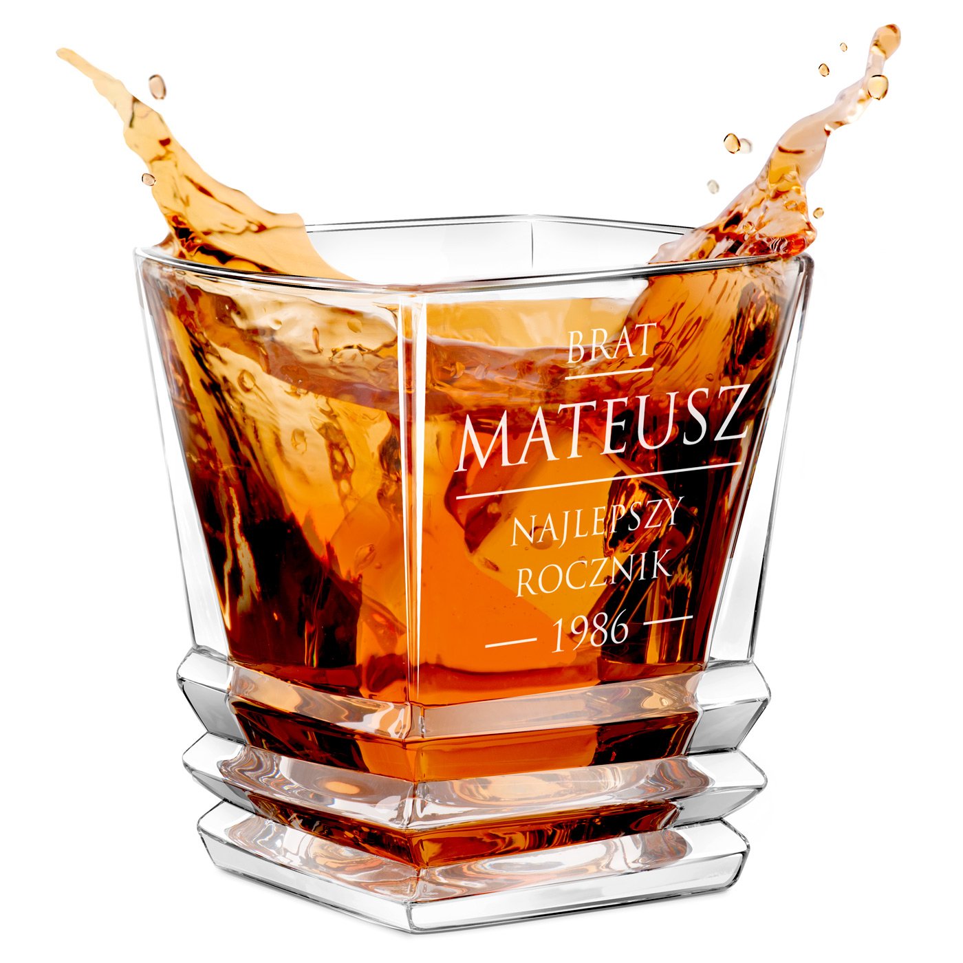 Szklanka do whisky geometric z grawerem dla brata na urodziny