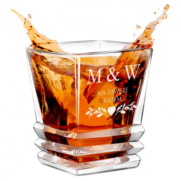 Szklanka do whisky geometric z grawerem dla pary na ślub rocznicę parapetówkę