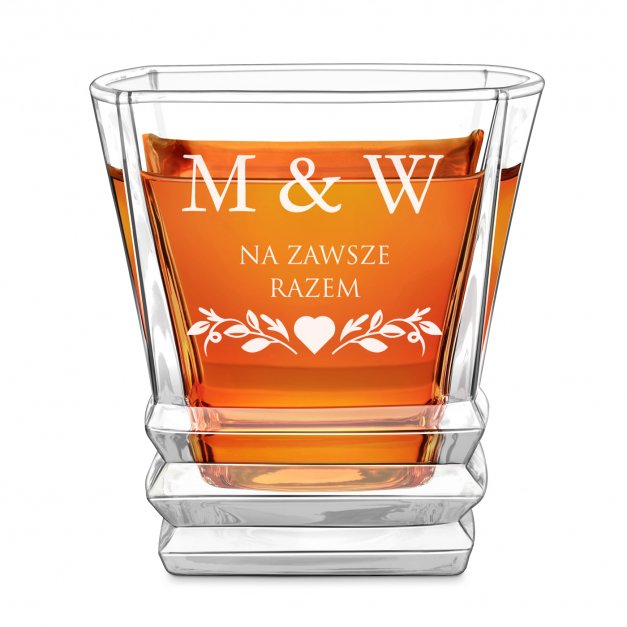 Szklanka do whisky geometric z grawerem dla pary na ślub rocznicę parapetówkę