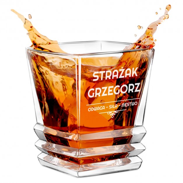 Szklanka do whisky geometric z grawerem dla strażaka