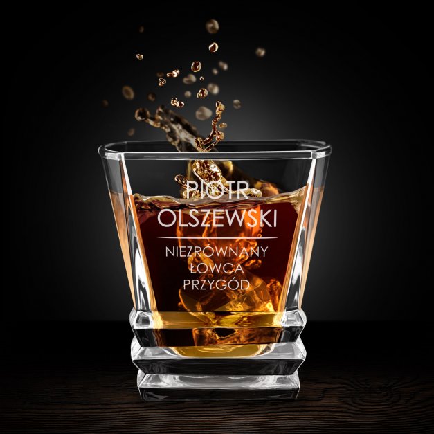Szklanka do whisky geometric z grawerem dla podróżnika myśliwego