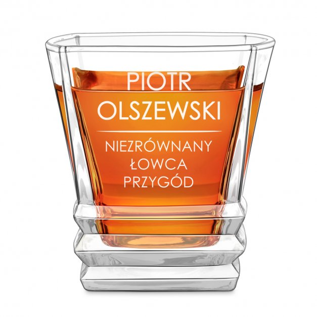 Szklanka do whisky geometric z grawerem dla podróżnika myśliwego