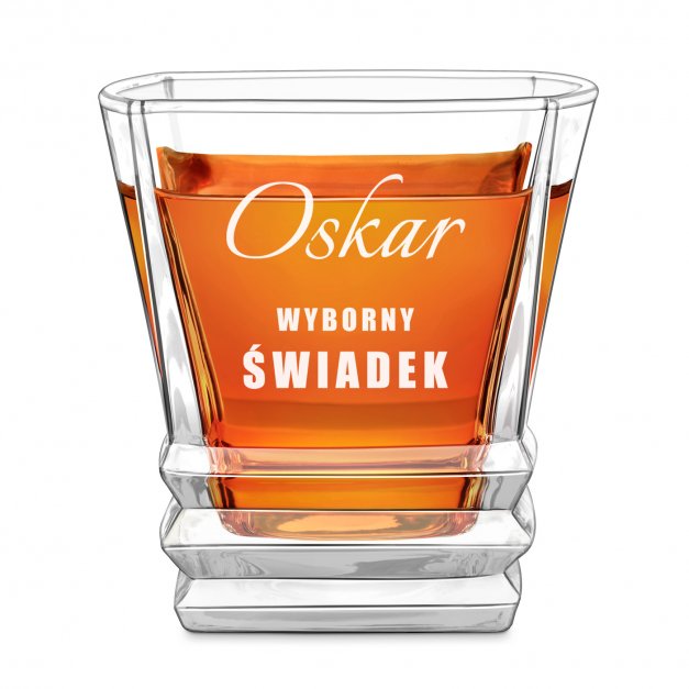 Szklanka do whisky geometric z grawerem dla świadka jako podziękowanie ślubne
