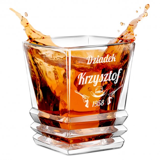 Szklanka do whisky geometric z grawerem dla dziadka na urodziny
