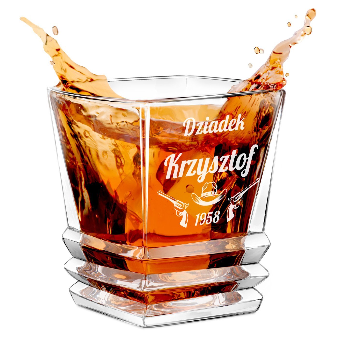 Szklanka do whisky geometric z grawerem dla dziadka na urodziny