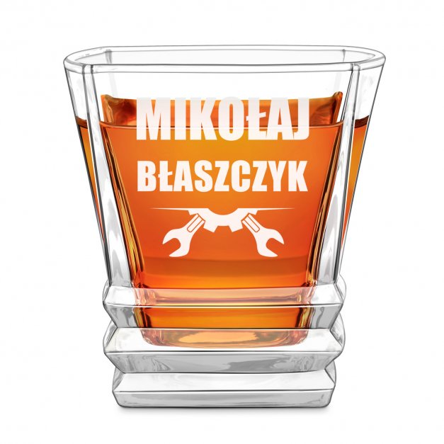 Szklanka do whisky geometric z grawerem dla mechanika majsterkowicza