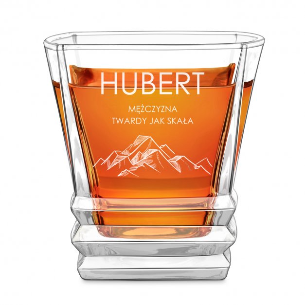 Szklanka do whisky geometric z grawerem dla miłośnika gór podróżnika