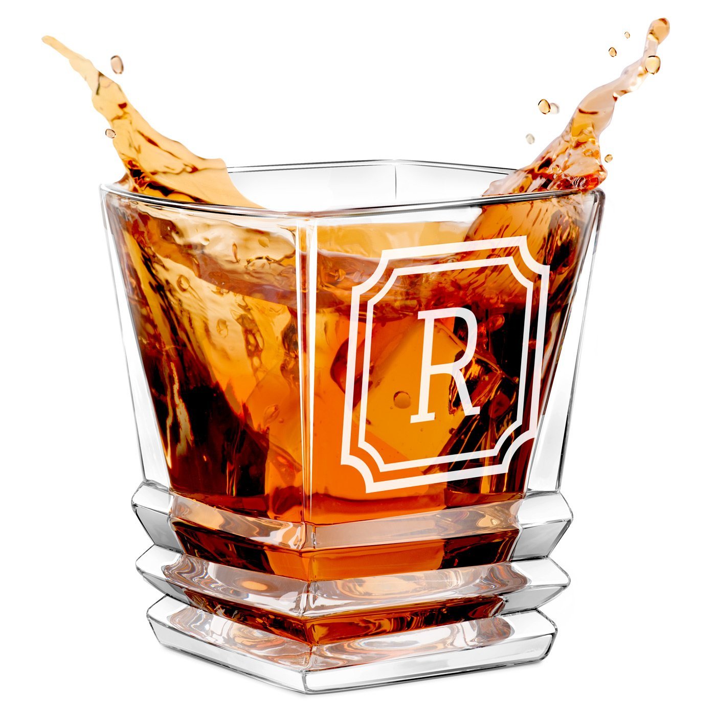 Szklanka do whisky geometric z grawerowanym inicjaem