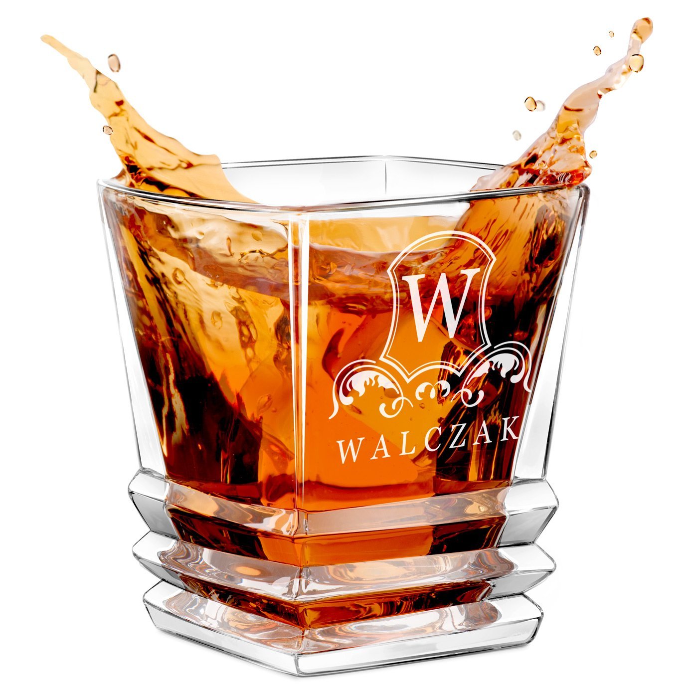 Szklanka do whisky geometric z grawerowanym inicjaem