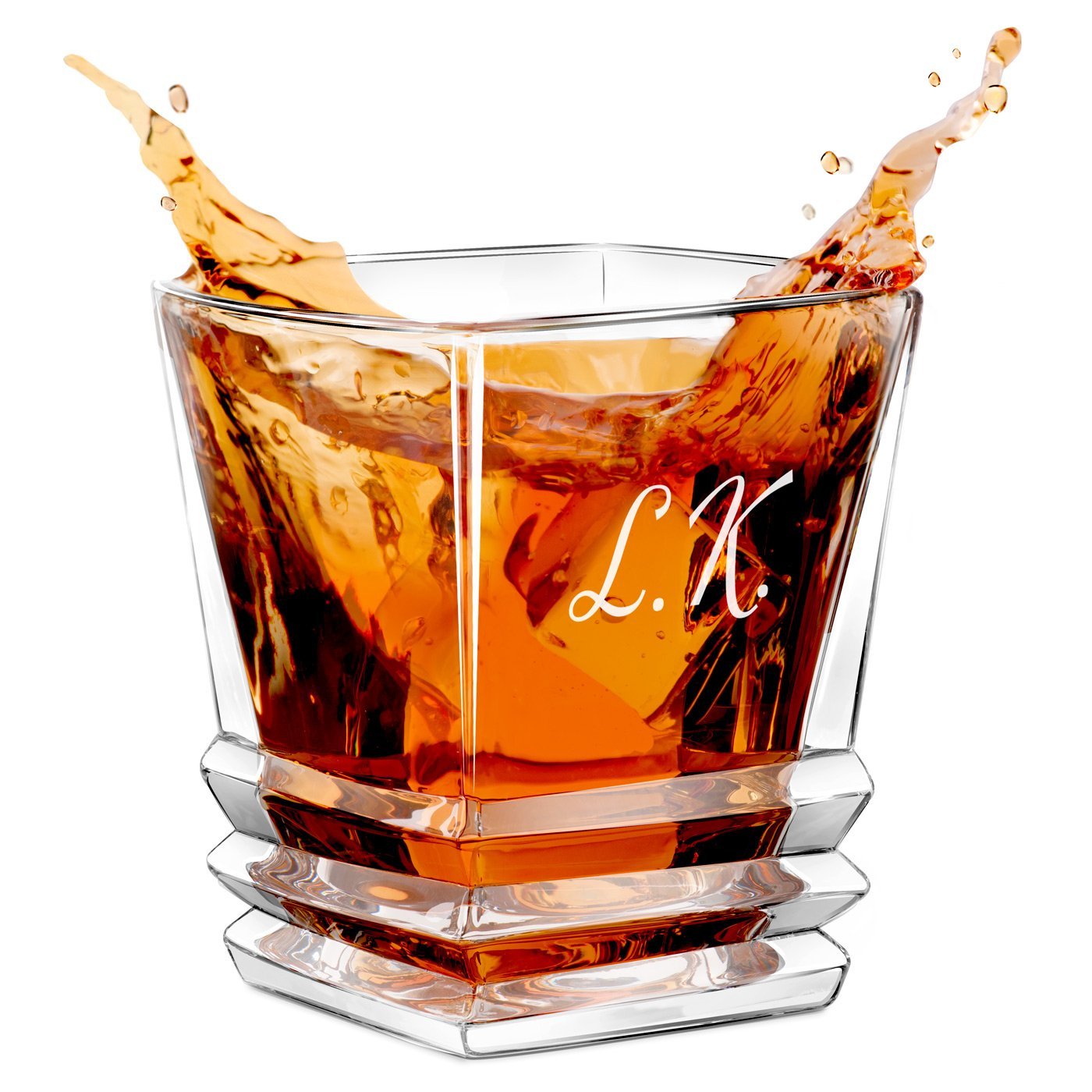 Szklanka do whisky geometric z grawerowanym inicjaem