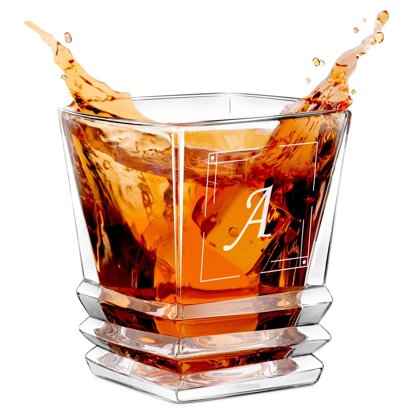 Szklanka do whisky geometric z grawerowanym inicjaem