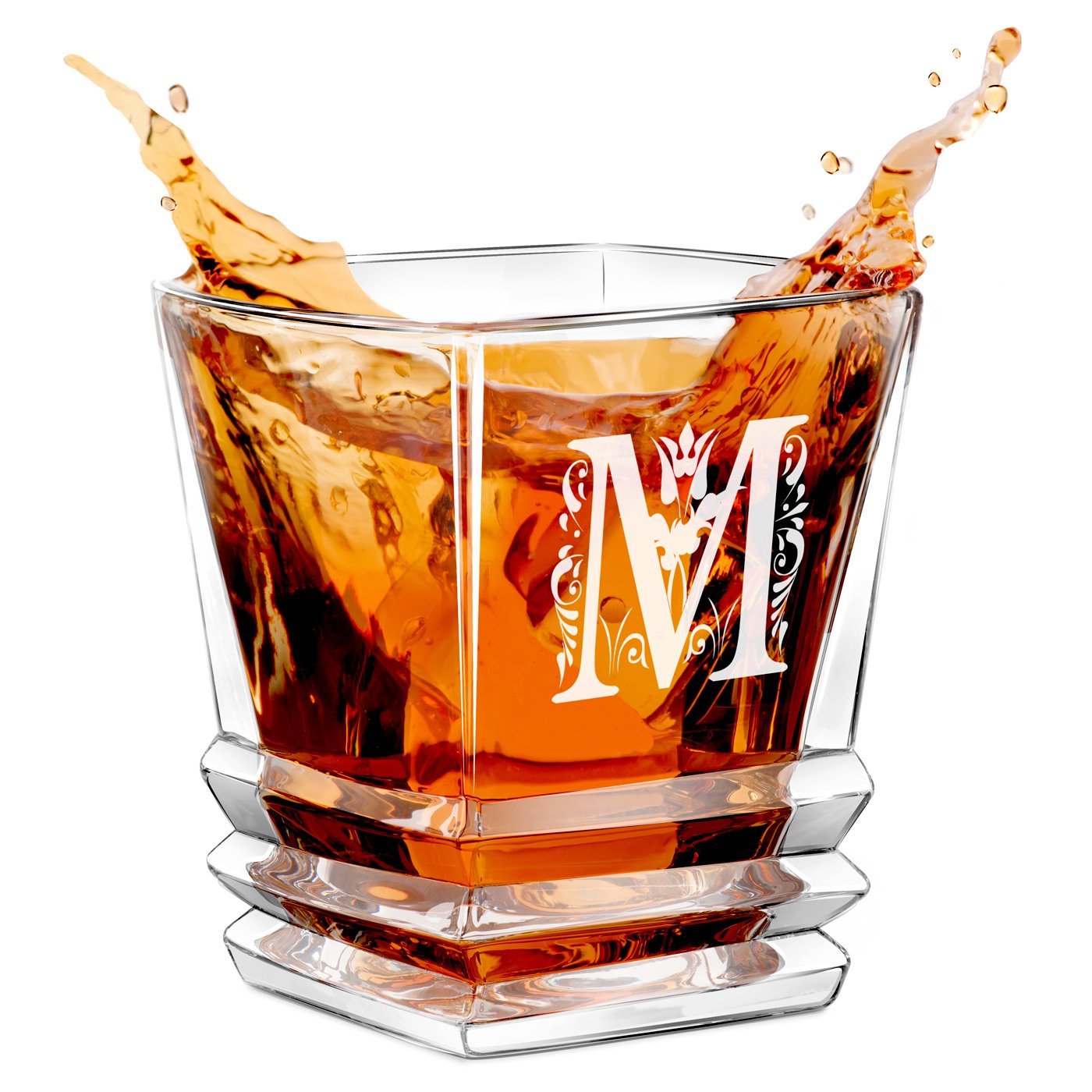 Szklanka do whisky geometric z grawerowanym inicjaem