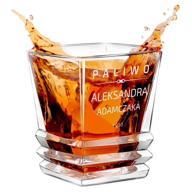 Szklanka do whisky geometric z grawerem dla konesera whisky na urodziny