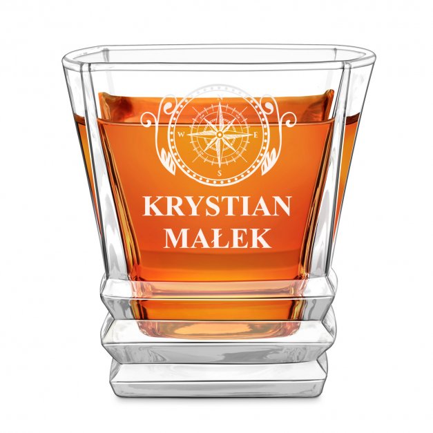 Szklanka do whisky geometric z grawerem dla podróżnika miłośnika gór żeglarza