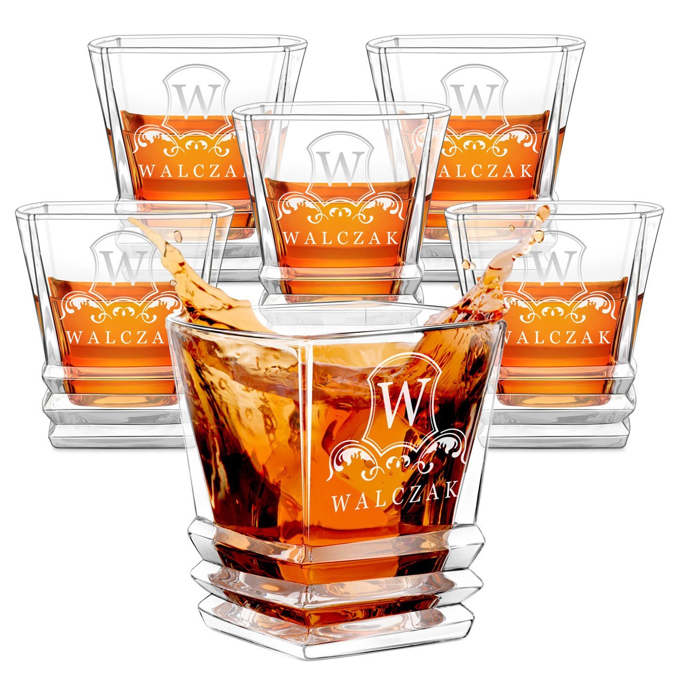 Szklanki geometric zestaw x6 z grawerem dla konesera whisky