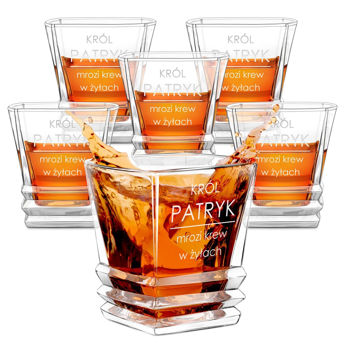 Szklanki geometric zestaw x6 z grawerem dla konesera whisky