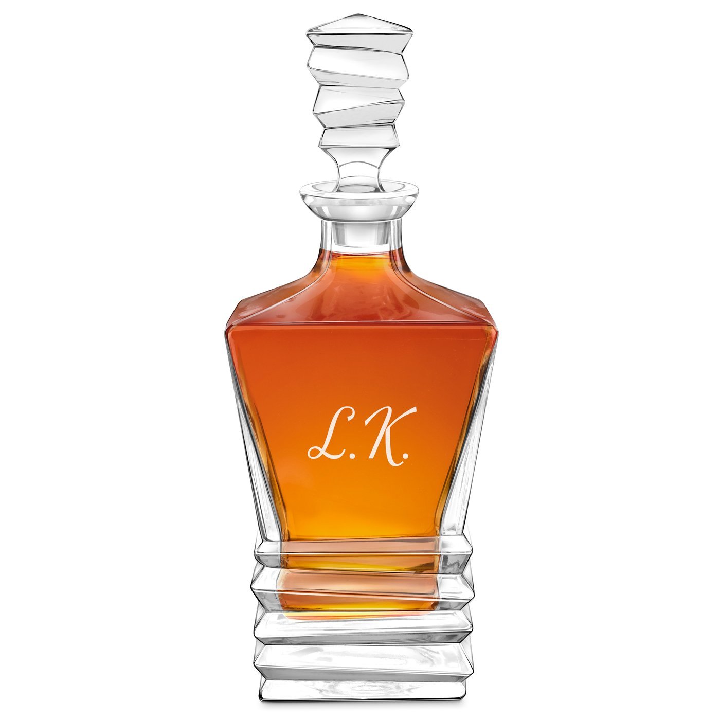 Karafka geometric z grawerowanymi inicjaami dla konesera whisky