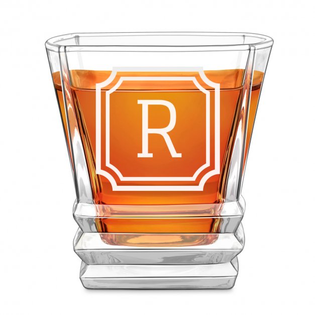 Karafka geometric z 2 szklankami i grawerem dla konesera whisky