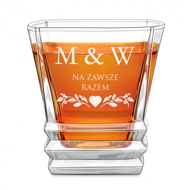 Karafka geometric z 4 szklankami i grawerem dla pary na ślub rocznicę parapetówkę