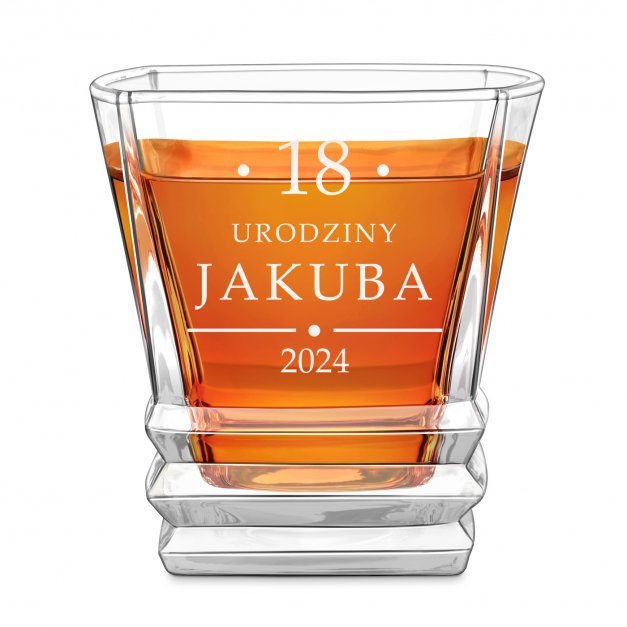 Karafka geometric z 6 szklankami i grawerem dla niego na 18 urodziny