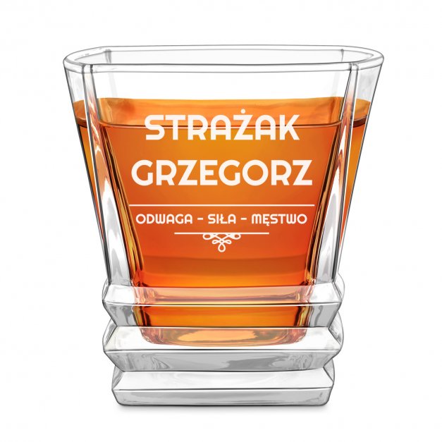 Karafka geometric z 6 szklankami i grawerem dla konesera whisky