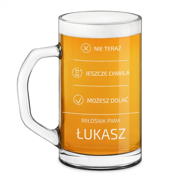 Kufel na piwo prosty z grawerem dla piwosza na imieniny