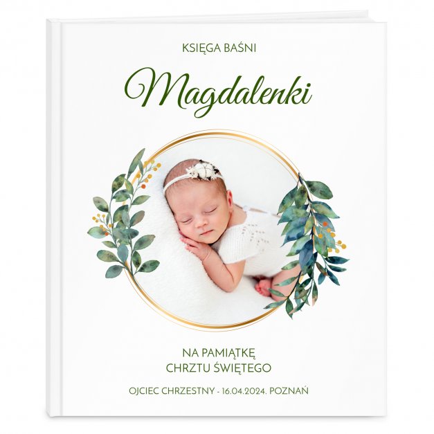 Księga baśni baśnie z Twoim zdjęciem i nadrukiem dla dziewczynki na chrzest