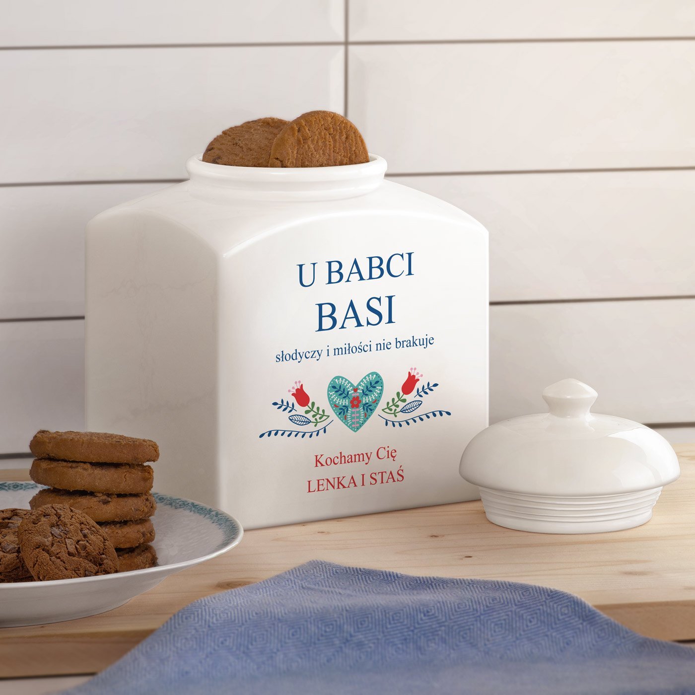 Soik ceramiczny na ciastka z nadrukiem dla babci