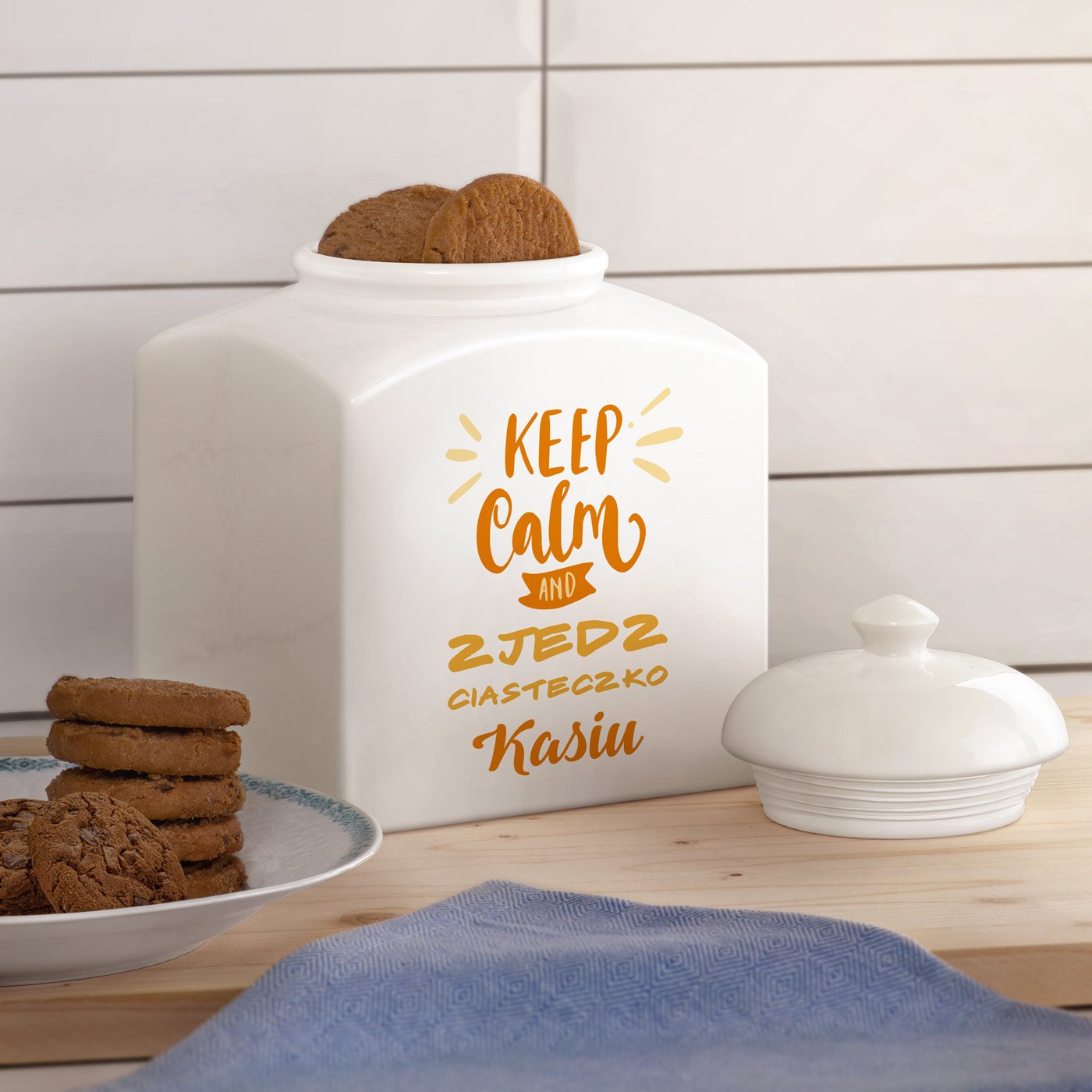 Soik ceramiczny na ciastka z nadrukiem dla niej na imieniny