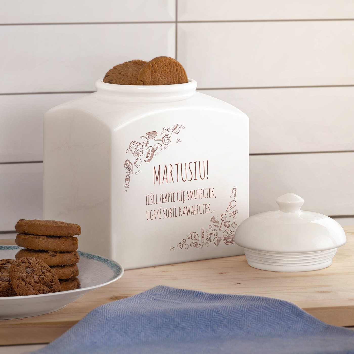 Soik ceramiczny na ciastka z nadrukiem dla niej na imieniny