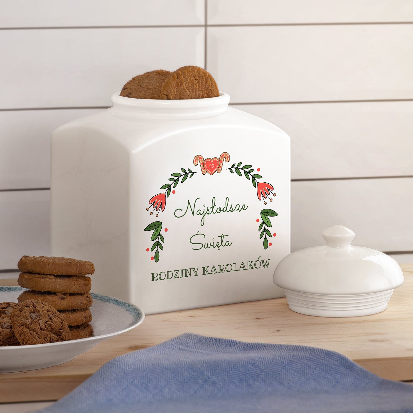 Soik ceramiczny na ciastka z nadrukiem dla pary na wita