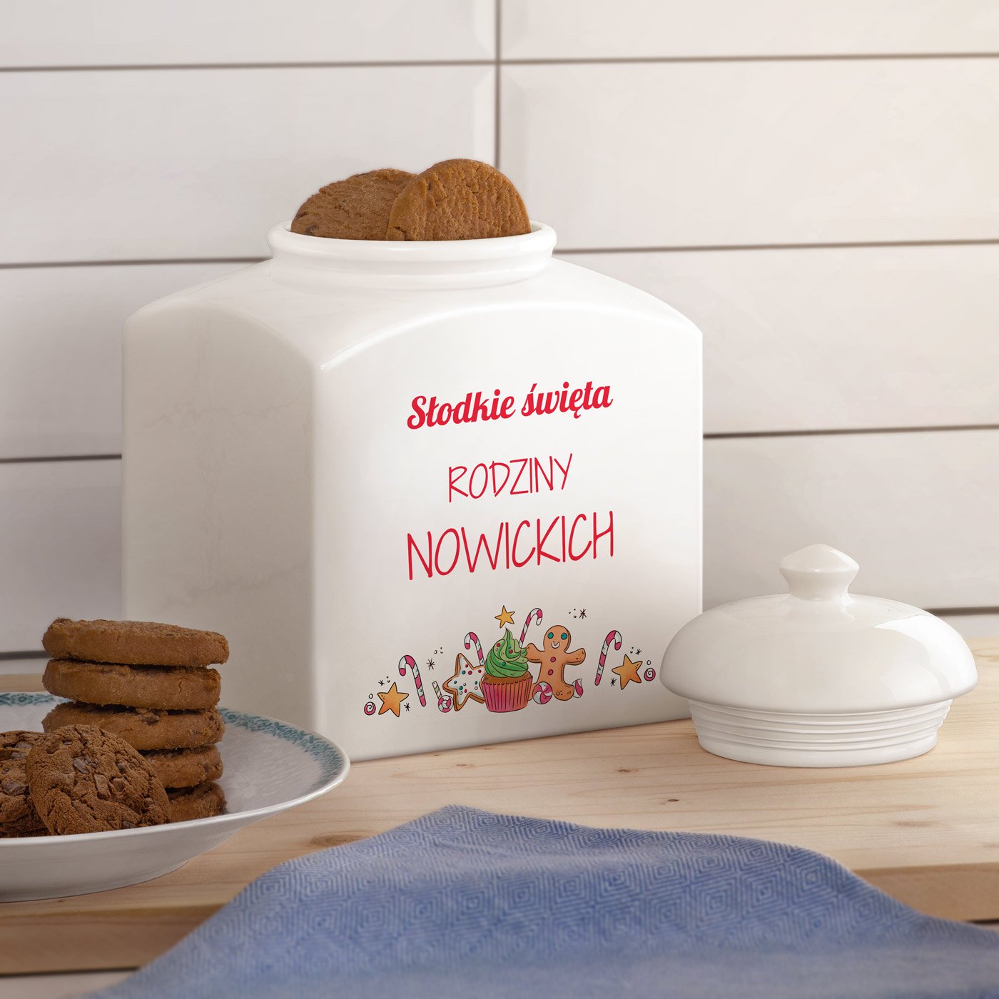 Soik ceramiczny na ciastka z nadrukiem dla pary na wita