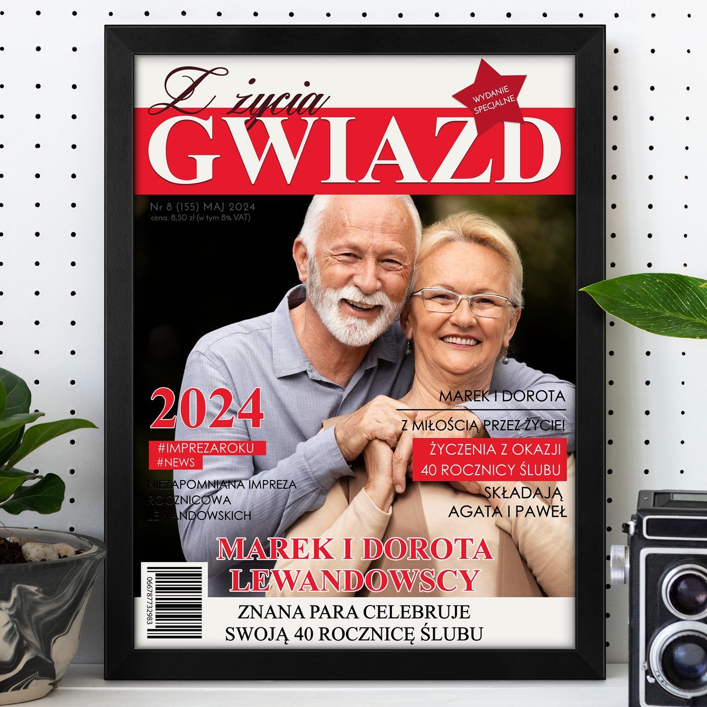 Plakat personalizowany ze zdjciem Z ycia gwiazd z nadrukiem dla pary na 40 rocznic lubu