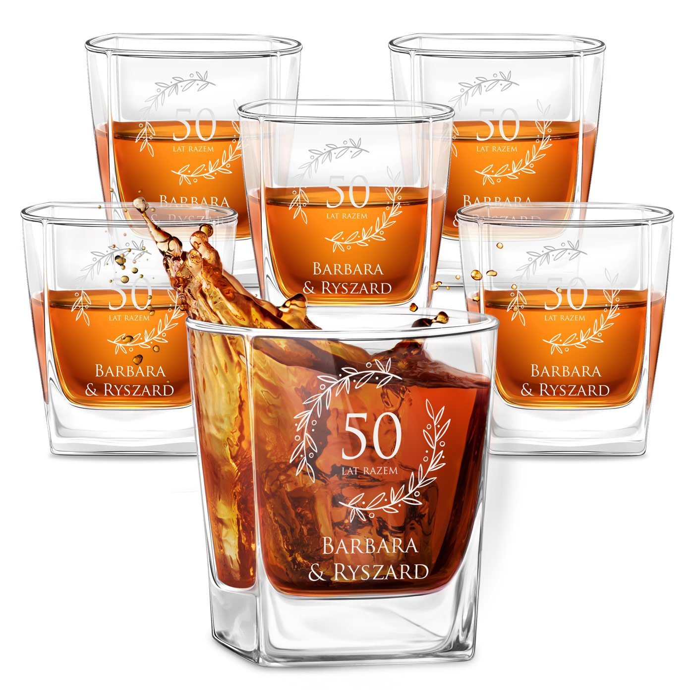 Szklanki grawerowane do whisky x6 komplet dla pary na rocznic lubu