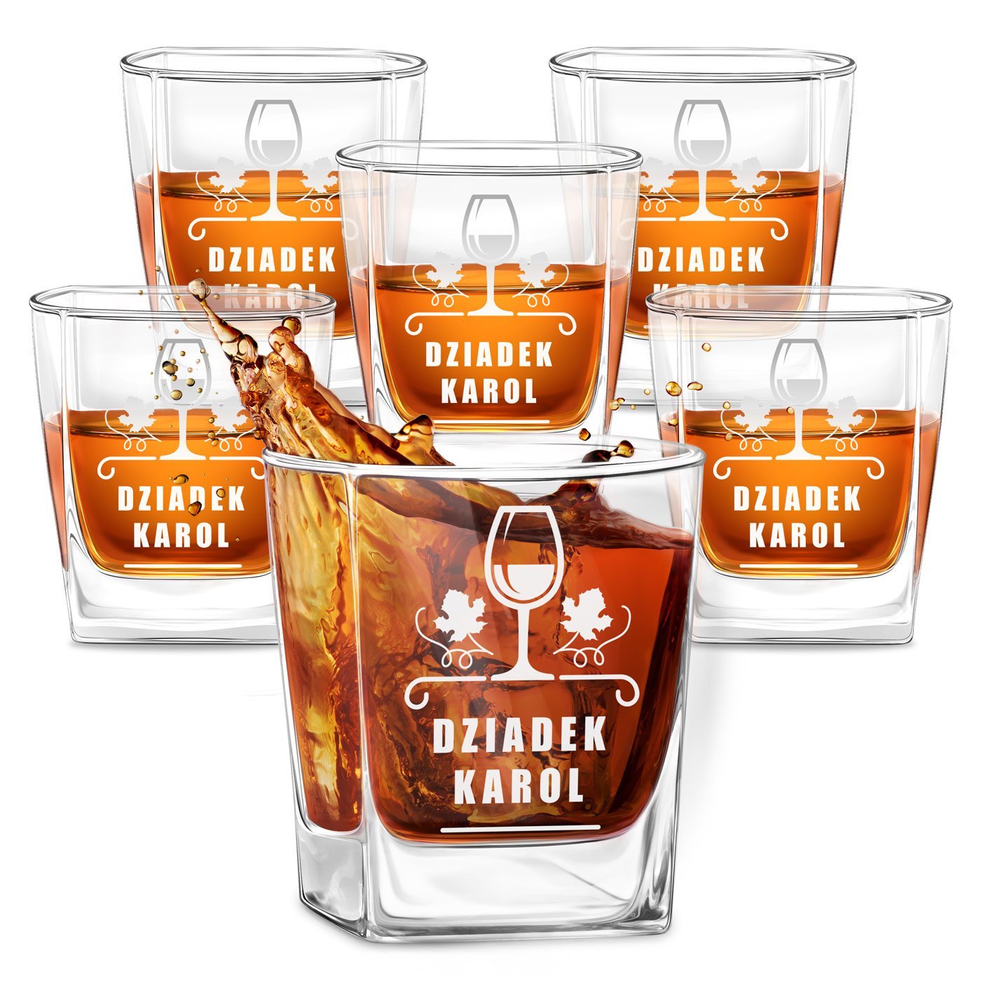 Szklanki grawerowane do whisky x6 komplet dedykacja dla dziadka