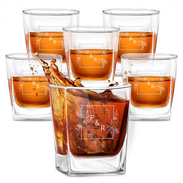 Szklanki grawerowane do whisky x6 komplet dla pary ślub rocznica parapetówkę