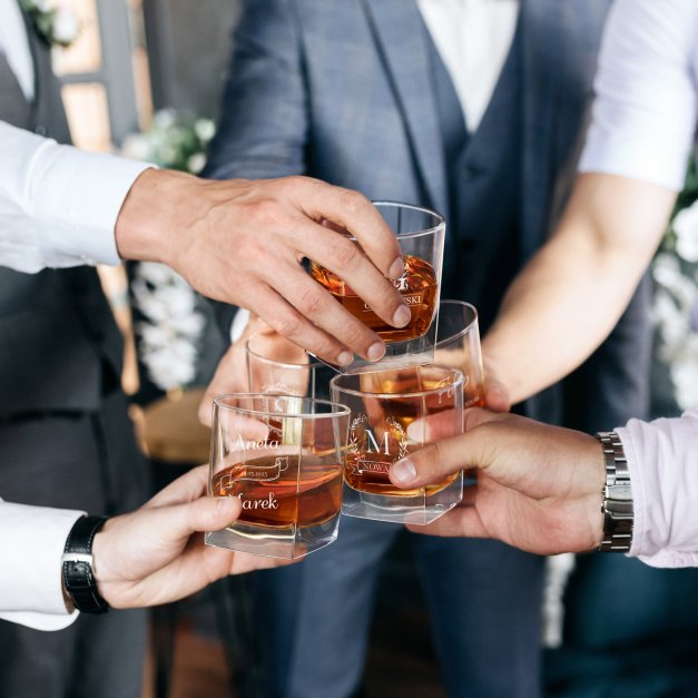 Szklanki grawerowane do whisky x6 komplet dla pary ślub rocznicę